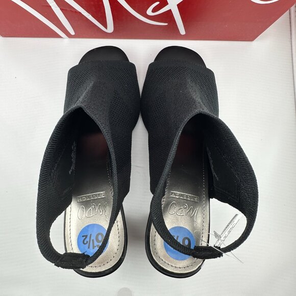 IMPO Velancy Stretch Knit Black Peep Toe Heels Size 6.5M NWT - Picture 6 of 8